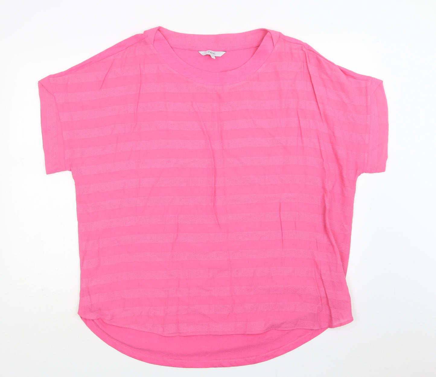 NEXT Womens Pink Striped Cotton Basic Blouse Size 22 Crew Neck