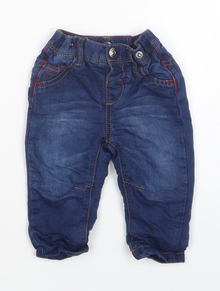 Nutmeg Baby Blue Cotton Jogger Trousers Size 6-9 Months Snap