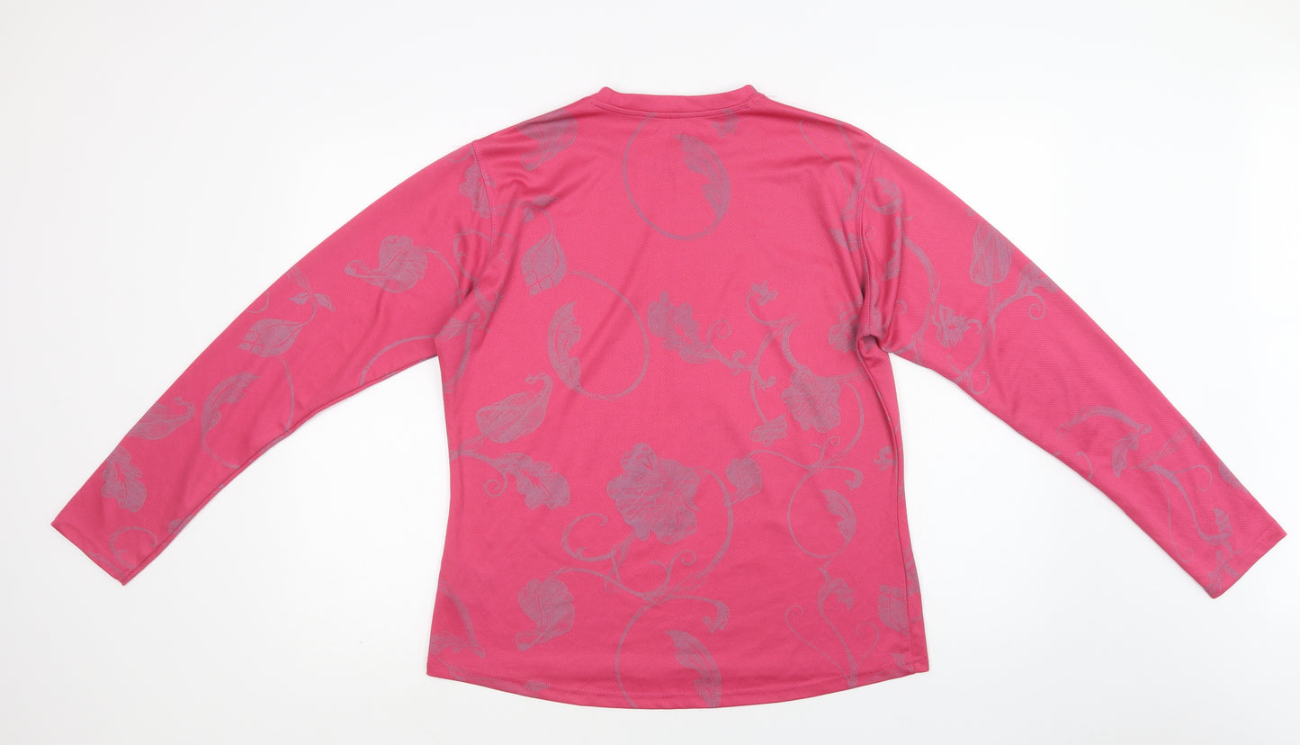 TOG 24 Womens Pink Floral Polyester Basic T-Shirt Size 18 Crew Neck