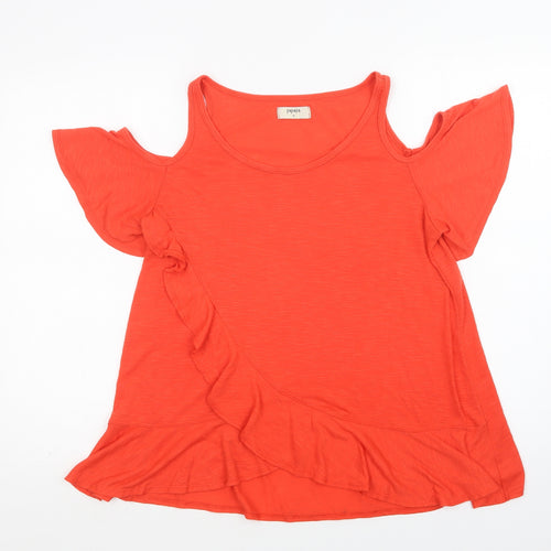 Papaya Womens Red   Basic Blouse Size 12 Scoop Neck - Cold Shoulder
