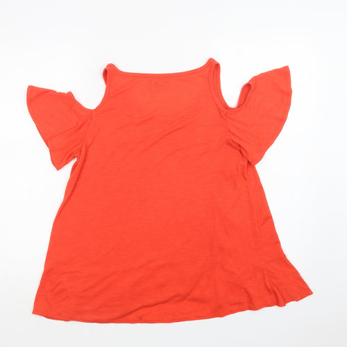 Papaya Womens Red   Basic Blouse Size 12 Scoop Neck - Cold Shoulder