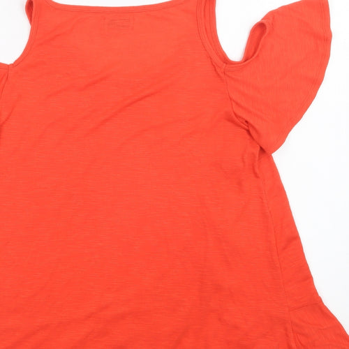 Papaya Womens Red   Basic Blouse Size 12 Scoop Neck - Cold Shoulder