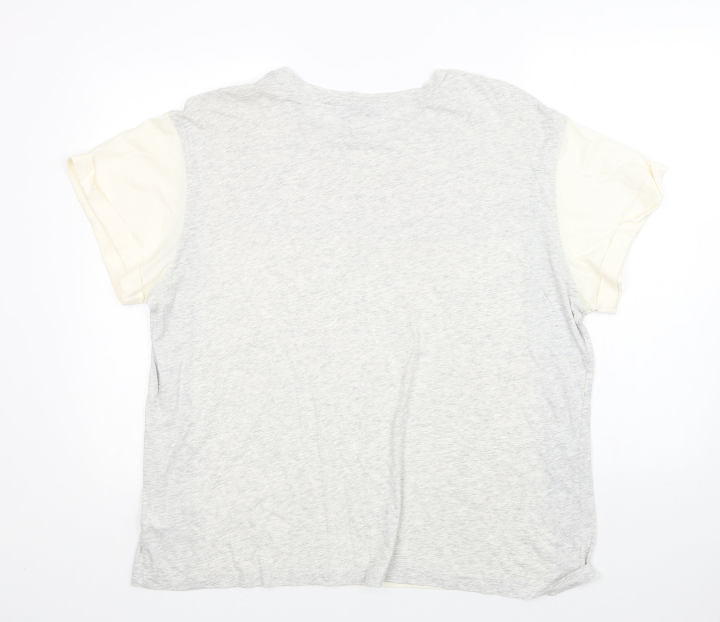 Per Una Womens Ivory Colourblock Cotton Basic Blouse Size 22 Crew Neck