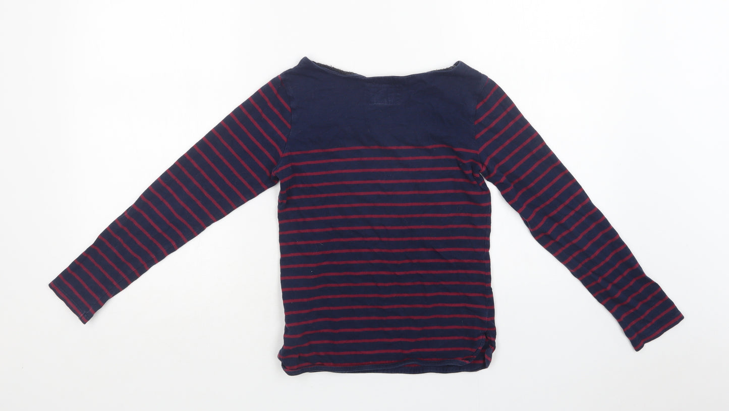 Jasper Conran Girls Blue Striped Cotton Basic Blouse Size 11-12 Years Round Neck