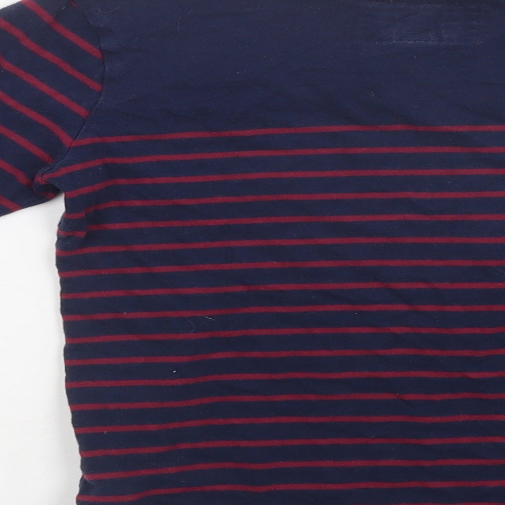 Jasper Conran Girls Blue Striped Cotton Basic Blouse Size 11-12 Years Round Neck