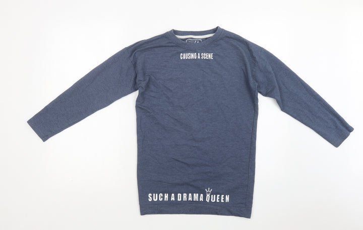 Pep & Co Girls Blue Cotton Tunic Sweatshirt Size 11-12 Years