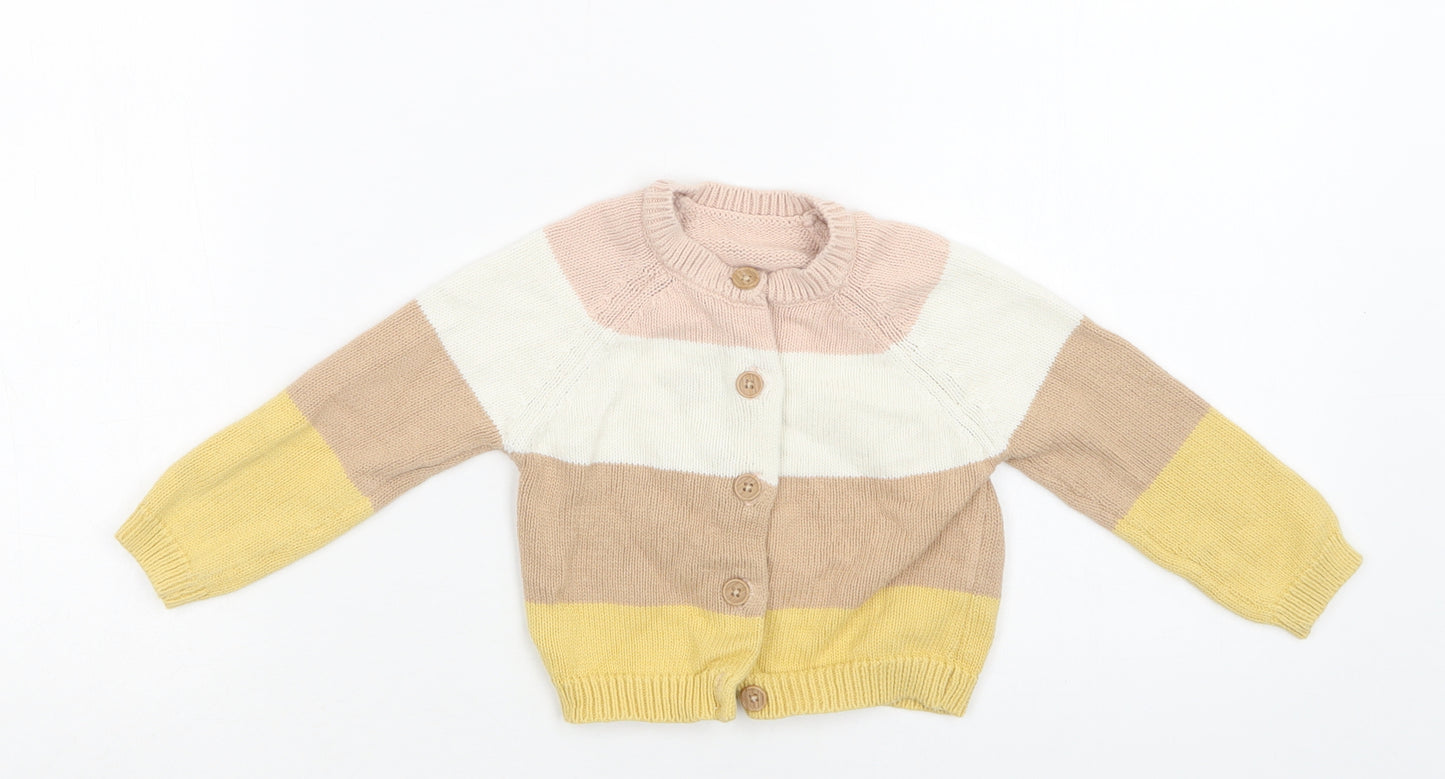 Nutmeg Baby Multicoloured Striped Cotton Cardigan Jumper Size 18-24 Months  Button