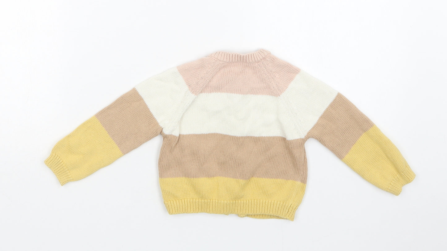 Nutmeg Baby Multicoloured Striped Cotton Cardigan Jumper Size 18-24 Months  Button