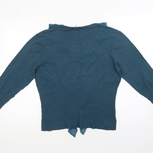 Klass Womens Green V-Neck  Viscose Pullover Jumper Size XL
