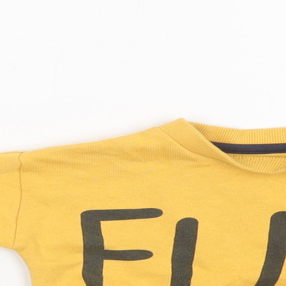 F&F Baby Yellow  Cotton Pullover Jumper Size 12-18 Months  Snap - Fun
