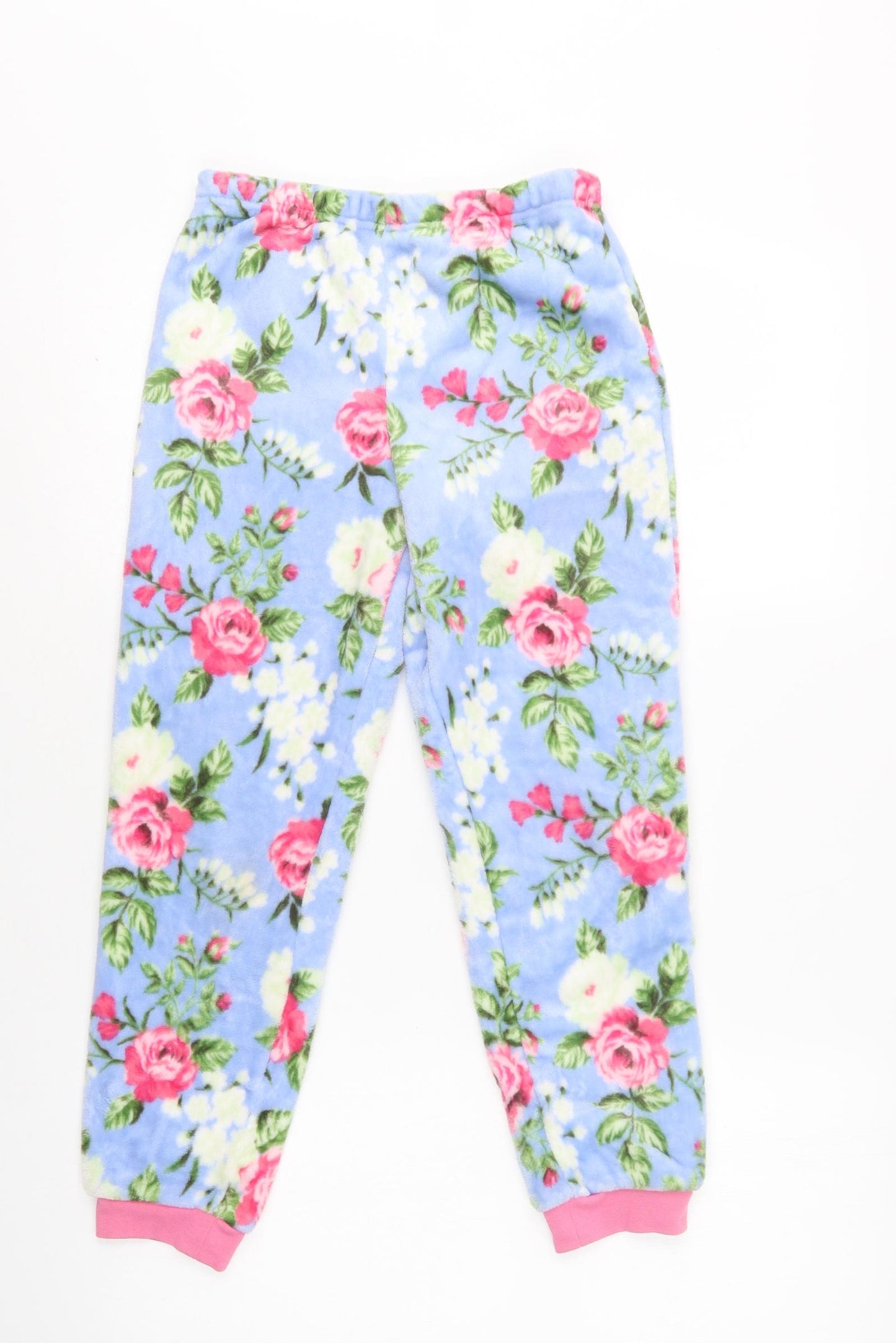 Nutmeg Girls Blue Floral Polyester  Pyjama Pants Size 8-9 Years