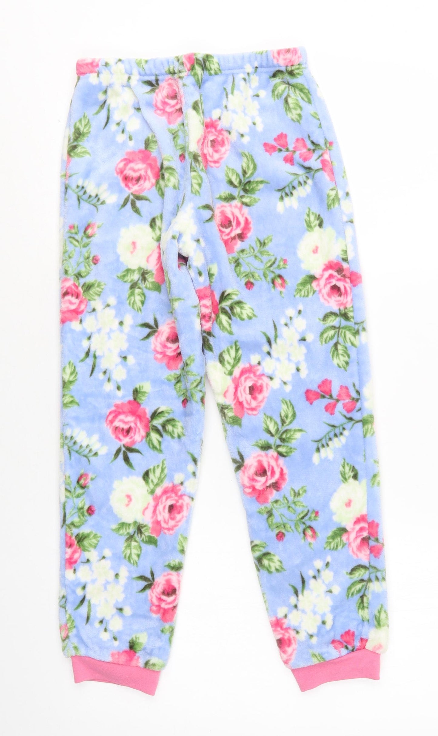 Nutmeg Girls Blue Floral Polyester  Pyjama Pants Size 8-9 Years