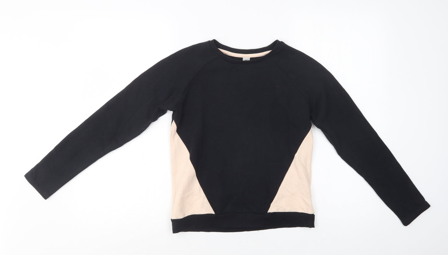 TU Girls Black Colourblock Cotton Pullover Sweatshirt Size 11 Years
