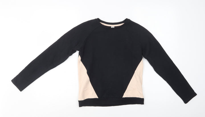 TU Girls Black Colourblock Cotton Pullover Sweatshirt Size 11 Years