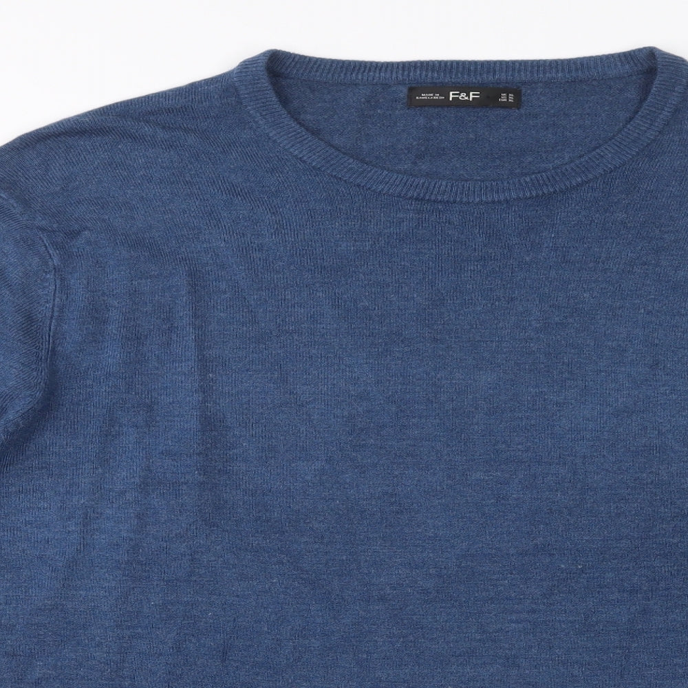 F&F Mens Blue Crew Neck   Pullover Jumper Size 2XL