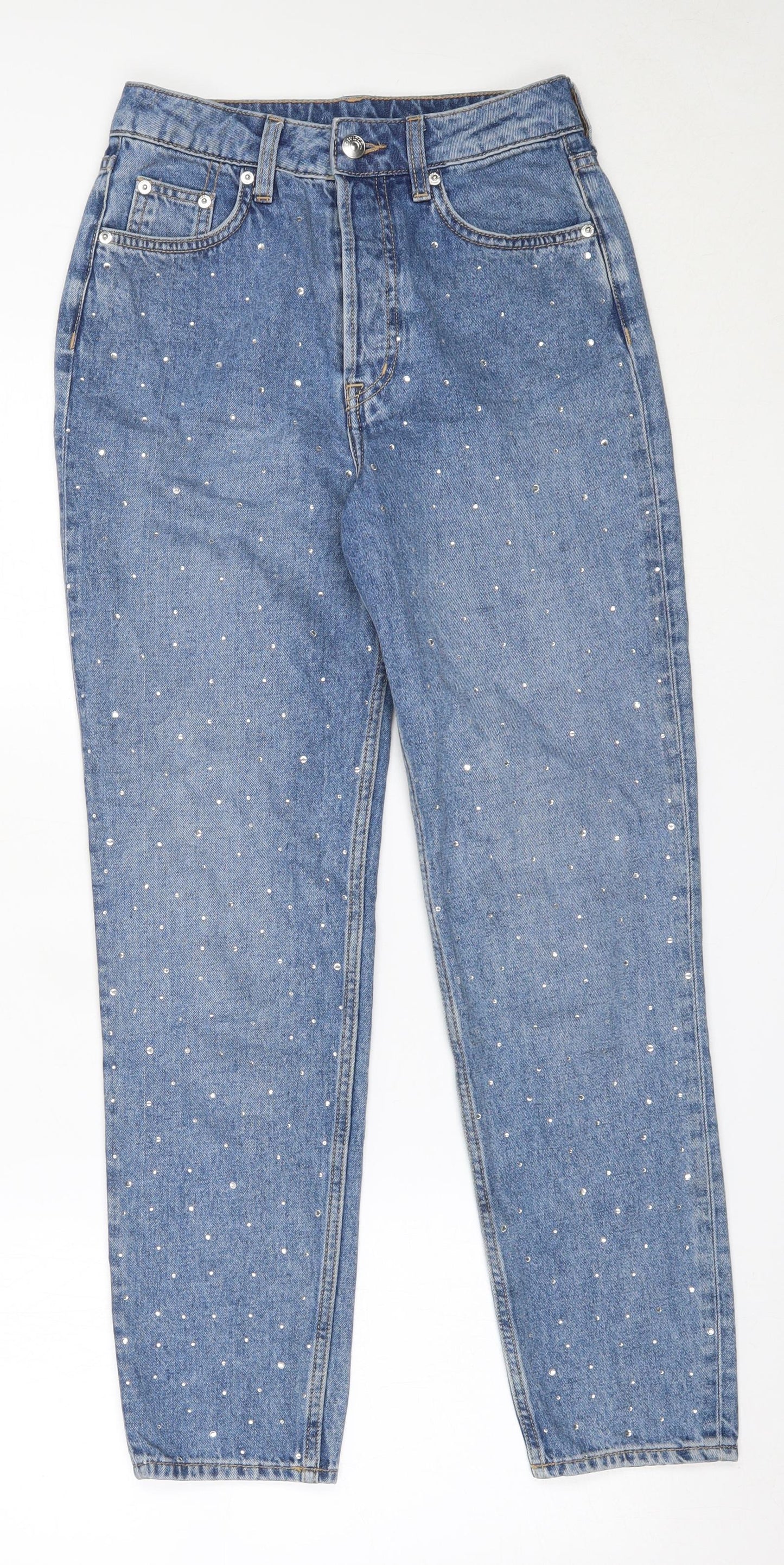 H&M Womens Blue  Cotton Straight Jeans Size 34 L27 in Regular