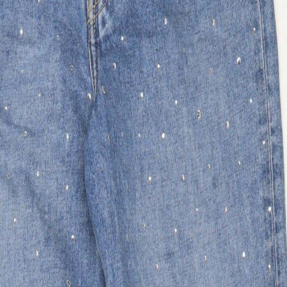 H&M Womens Blue  Cotton Straight Jeans Size 34 L27 in Regular