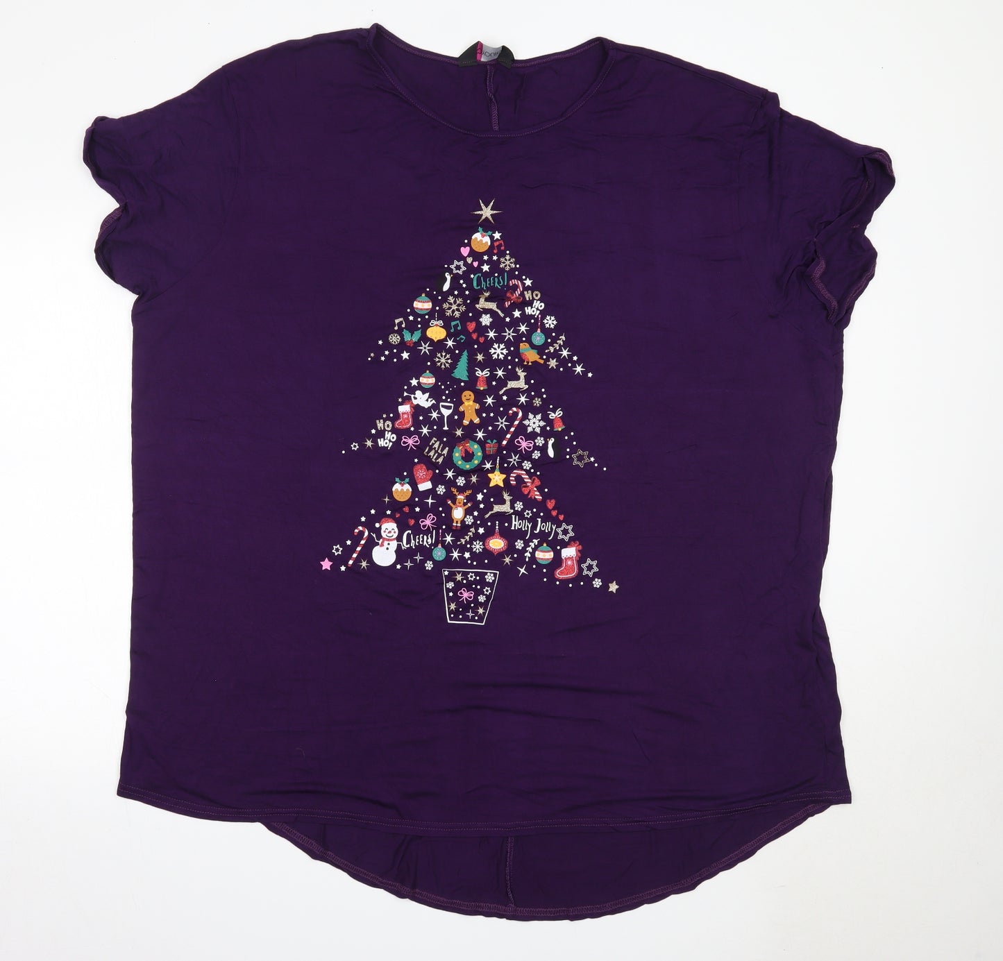 Yours Womens Purple  Viscose Basic T-Shirt Size 26 Round Neck - christmas