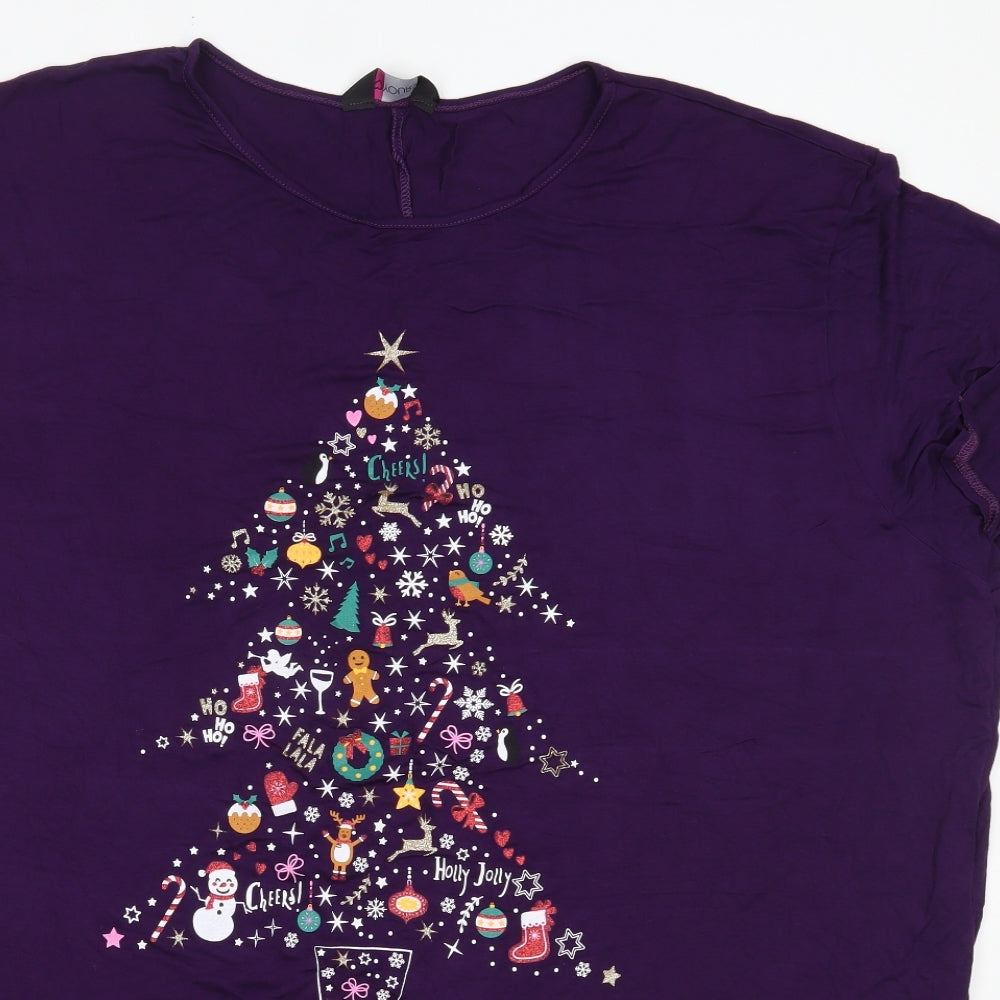 Yours Womens Purple  Viscose Basic T-Shirt Size 26 Round Neck - christmas