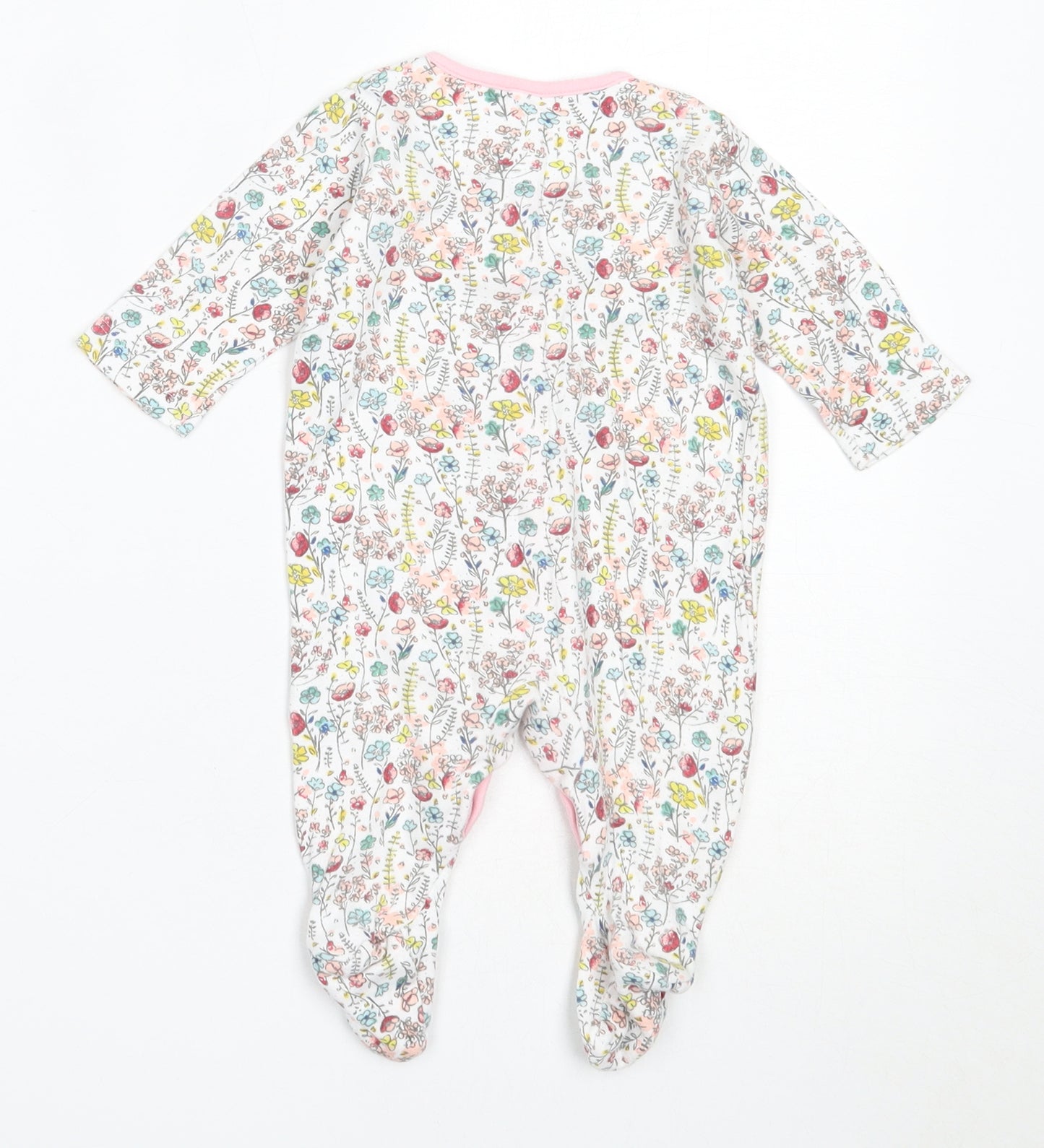 Mini Club Girls White Floral Cotton Babygrow One-Piece Size 0-3 Months