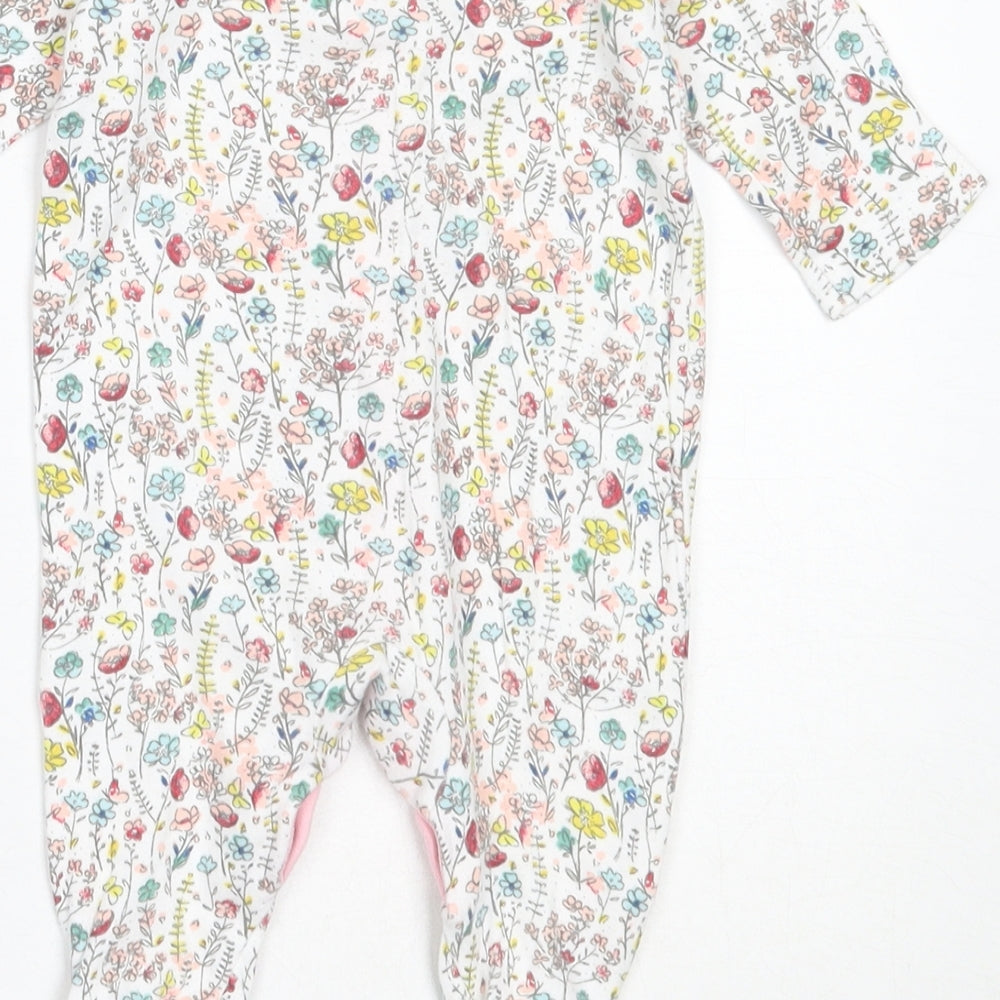 Mini Club Girls White Floral Cotton Babygrow One-Piece Size 0-3 Months