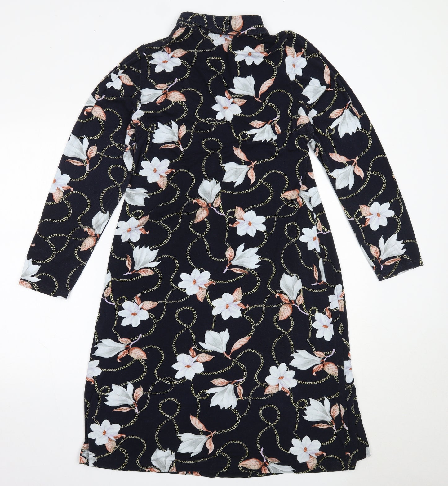 Cotton Traders Womens Blue Floral Viscose Shift  Size 14  Collared