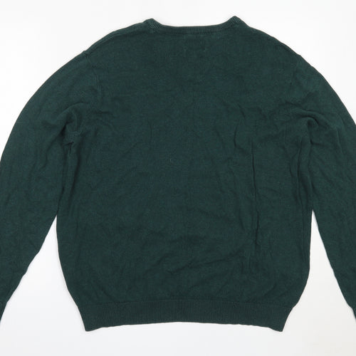 George Mens Green V-Neck  Cotton Pullover Jumper Size XL
