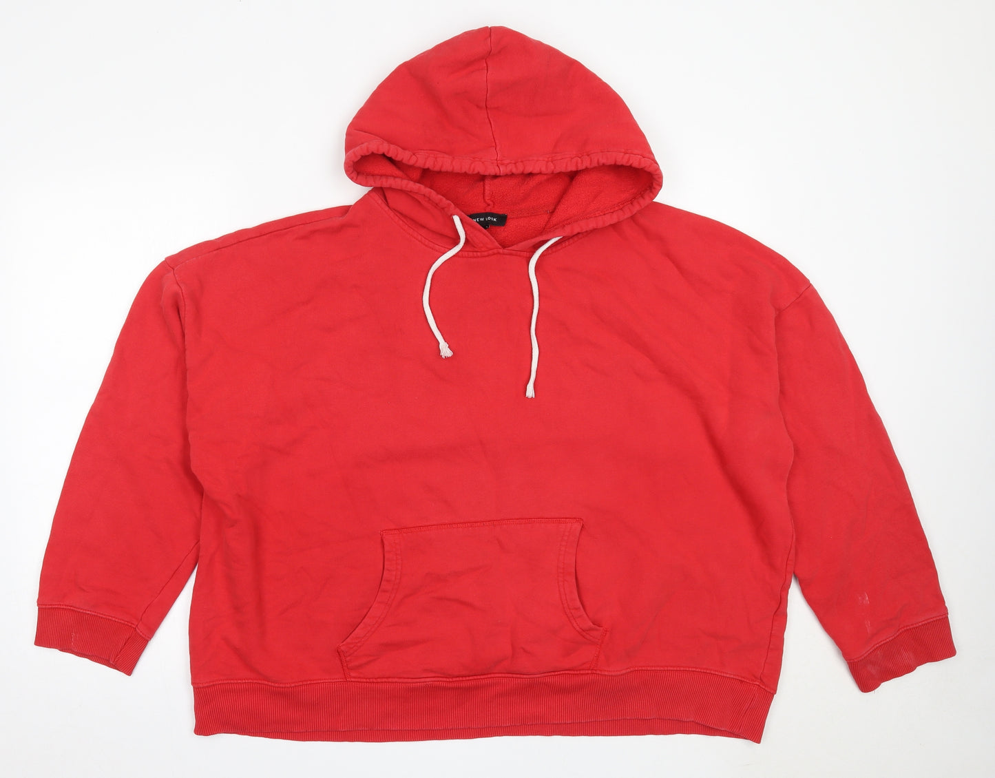 New Look Womens Red  Cotton Pullover Hoodie Size 18