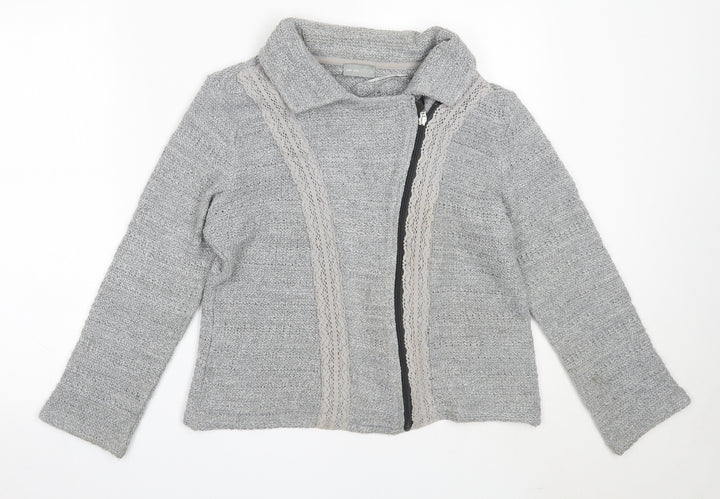 Per Una Womens Grey Round Neck Acrylic Full Zip Jumper Size M