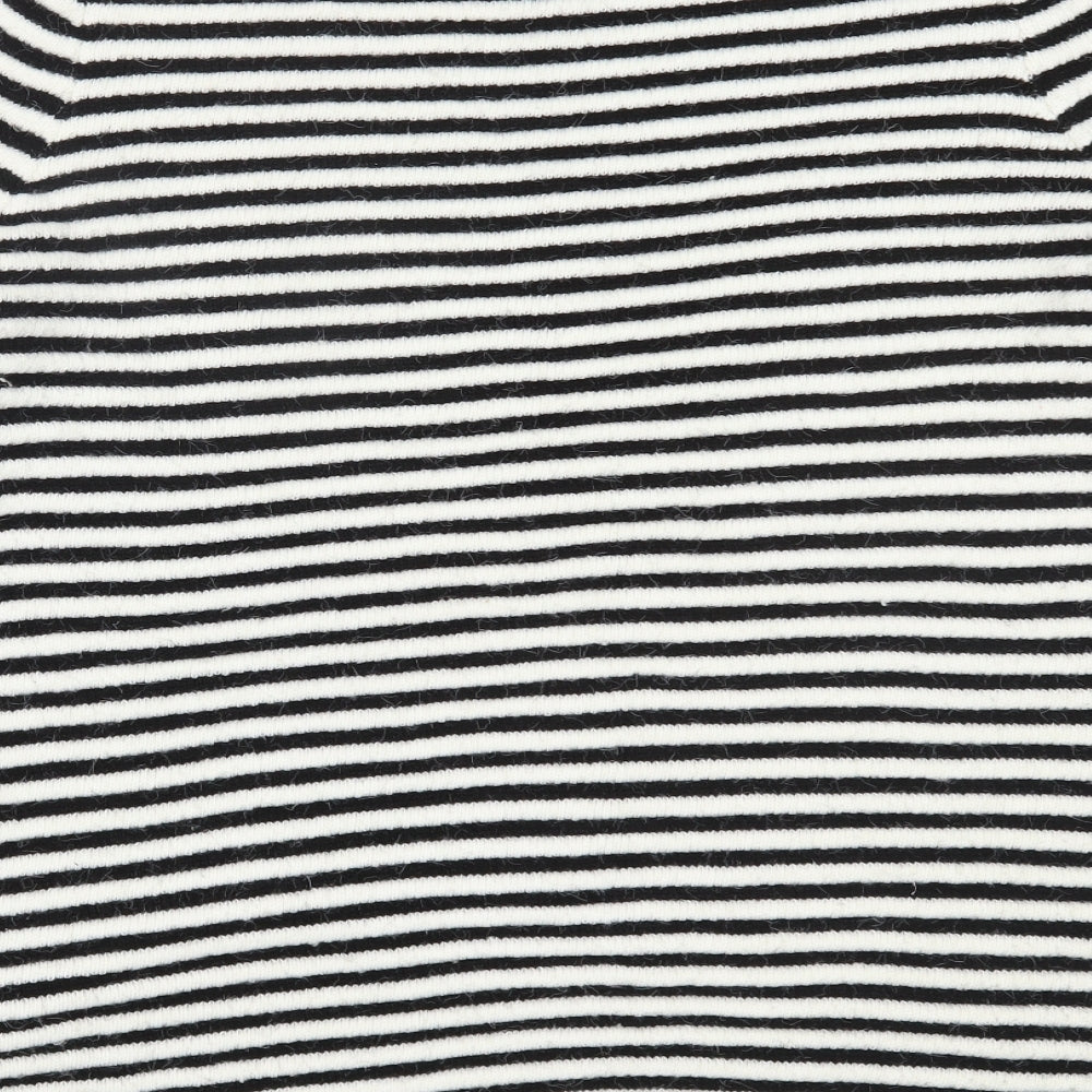 TU Womens Ivory Round Neck Striped Acrylic Pullover Jumper Size 16