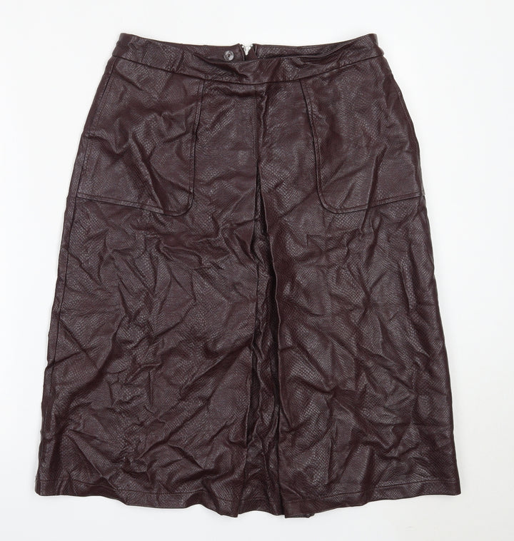 Dorothy Perkins Womens Purple Polyurethane A-Line Skirt Size 14