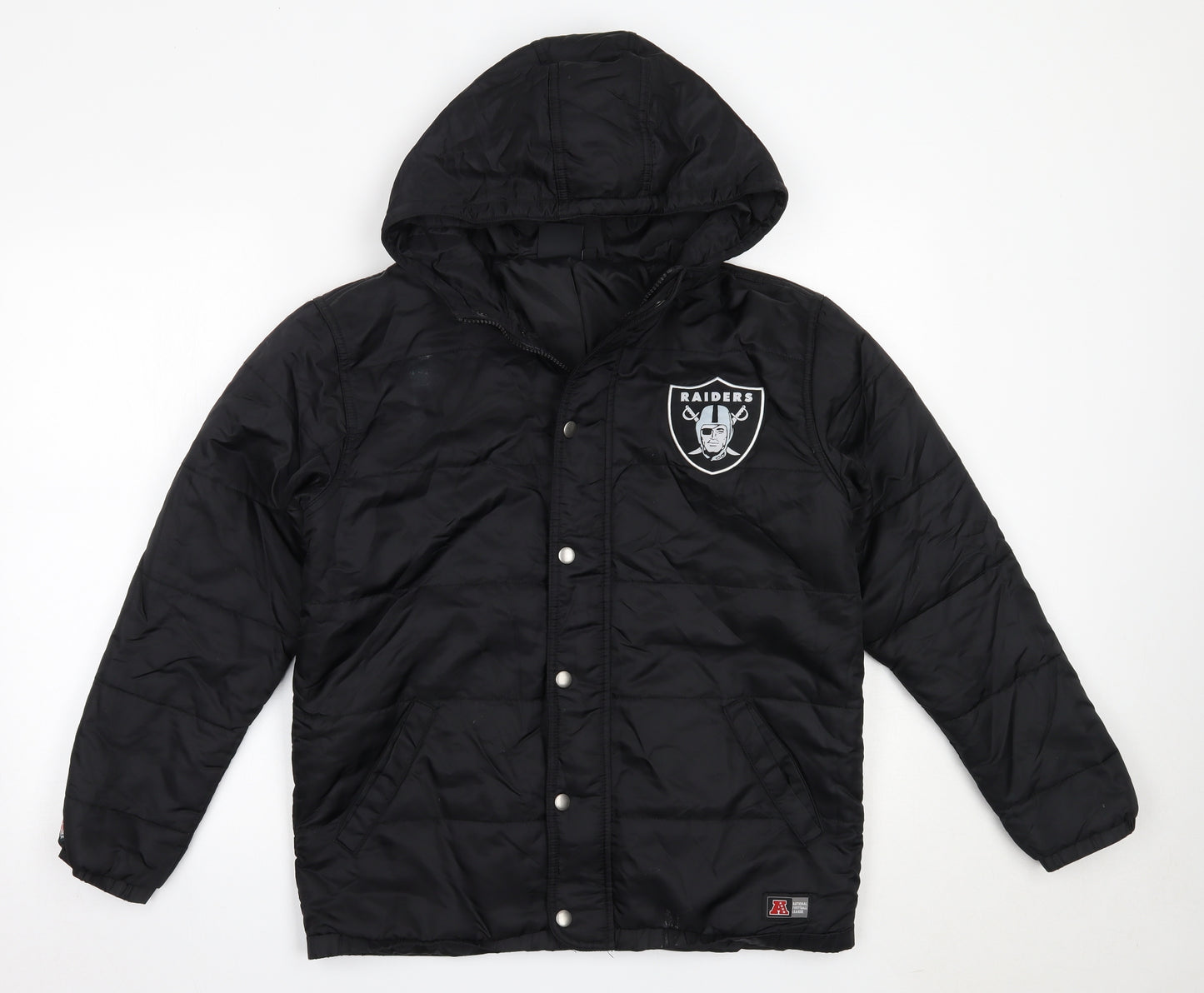 NFL Boys Black   Puffer Jacket Coat Size 12-13 Years   - nfl raiders