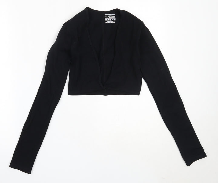 PRETTYLITTLETHING Womens Black Polyamide Basic T-Shirt Size M V-Neck