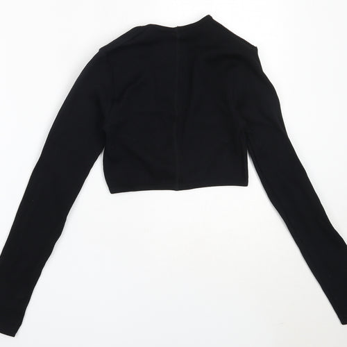 PRETTYLITTLETHING Womens Black  Polyamide Basic T-Shirt Size M V-Neck