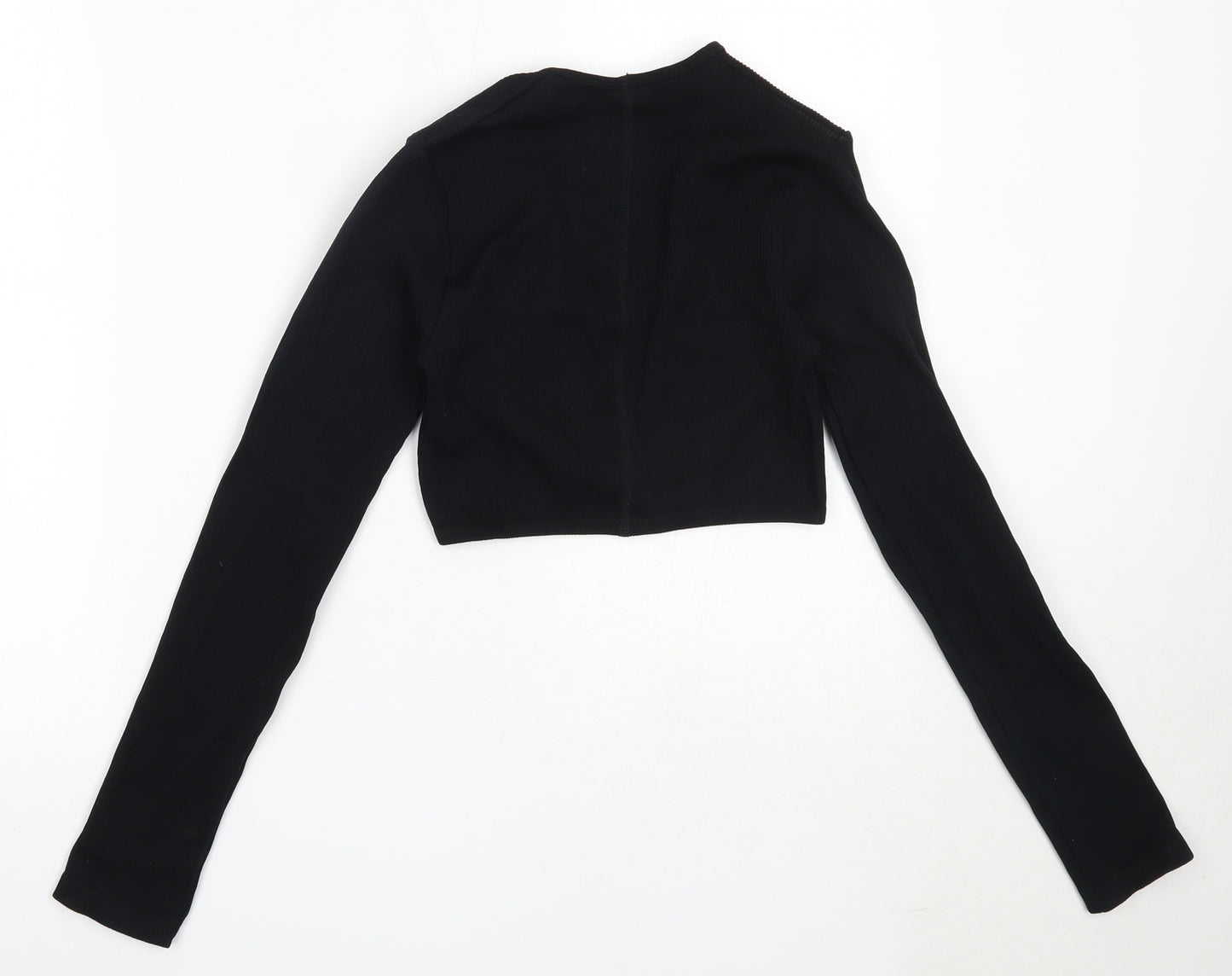 PRETTYLITTLETHING Womens Black  Polyamide Basic T-Shirt Size M V-Neck