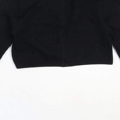 PRETTYLITTLETHING Womens Black  Polyamide Basic T-Shirt Size M V-Neck