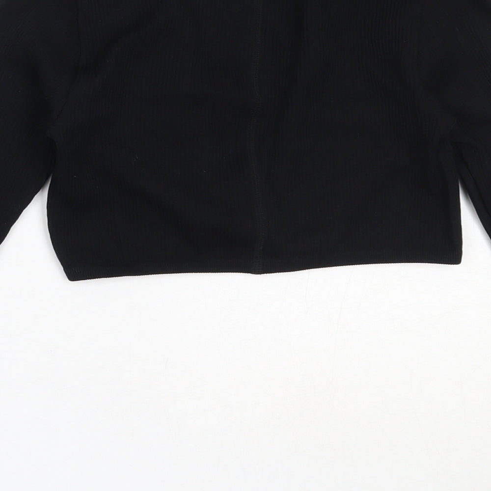 PRETTYLITTLETHING Womens Black  Polyamide Basic T-Shirt Size M V-Neck