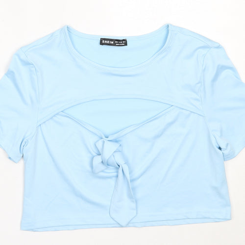 SheIn Womens Blue  Polyester Basic T-Shirt Size M Round Neck