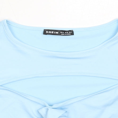 SheIn Womens Blue  Polyester Basic T-Shirt Size M Round Neck
