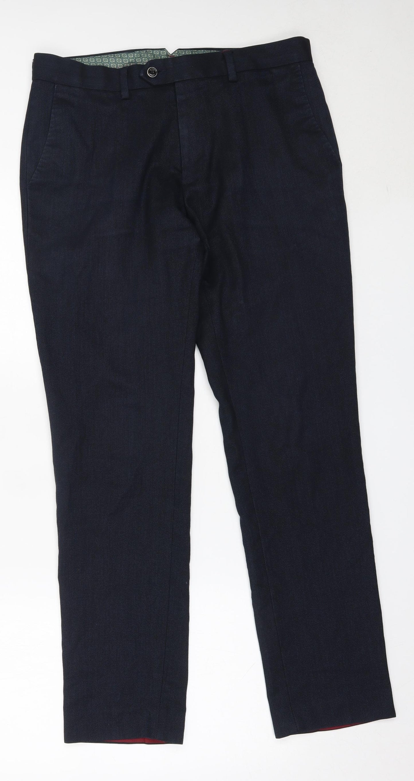 Spitalfields Mens Blue  Polyester Trousers  Size 32 in L31 in Regular