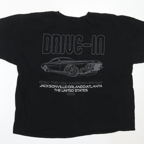 Boohoo Mens Black  Cotton  T-Shirt Size L Round Neck