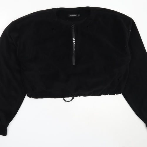 Boohoo Womens Black  Polyester Henley Sweatshirt Size M
