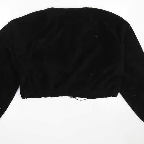 Boohoo Womens Black  Polyester Henley Sweatshirt Size M