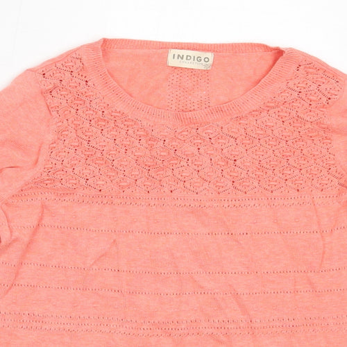 Marks and Spencer Womens Pink Round Neck  Cotton Pullover Jumper Size 8