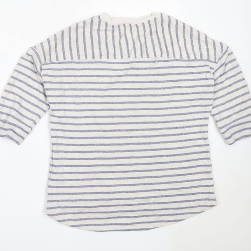 George Womens Ivory Round Neck Striped Polyester Pullover Jumper Size 14