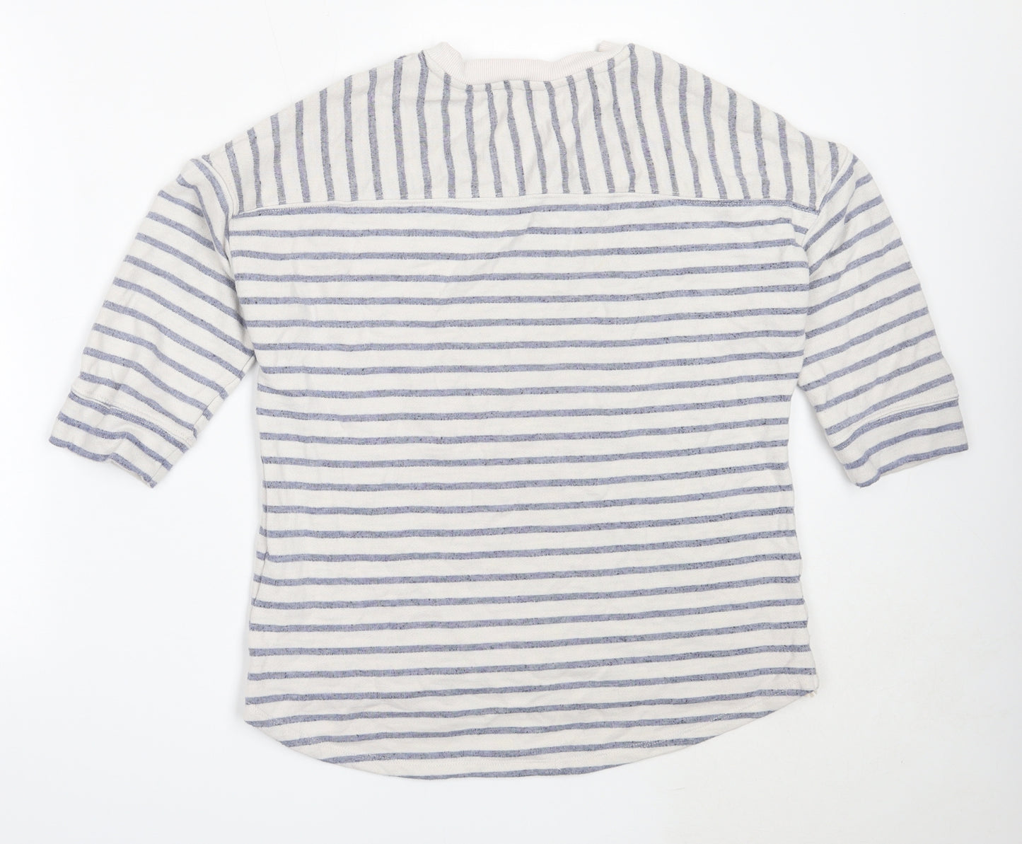 George Womens Ivory Round Neck Striped Polyester Pullover Jumper Size 14