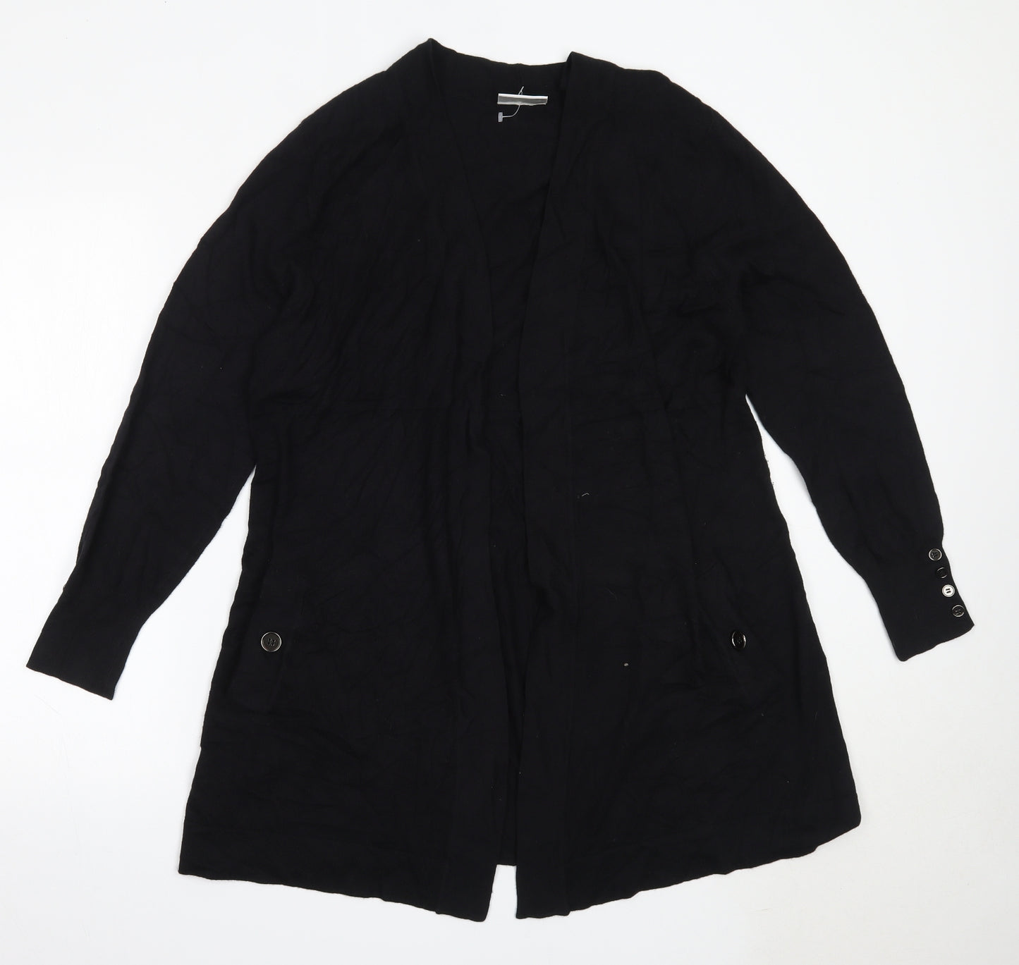 Wallis Womens Black Round Neck  Nylon Cardigan Jumper Size L