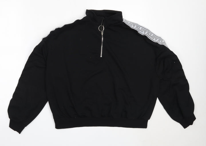 SheIn Womens Black Polyester Henley Sweatshirt Size L