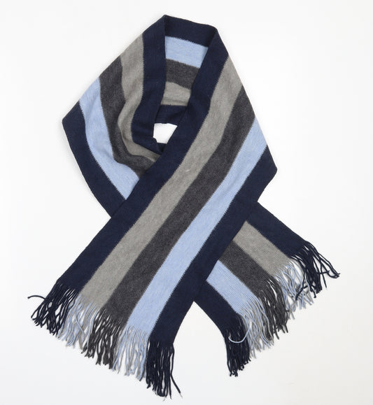 Preworn Mens Blue Striped Acrylic Scarf  One Size