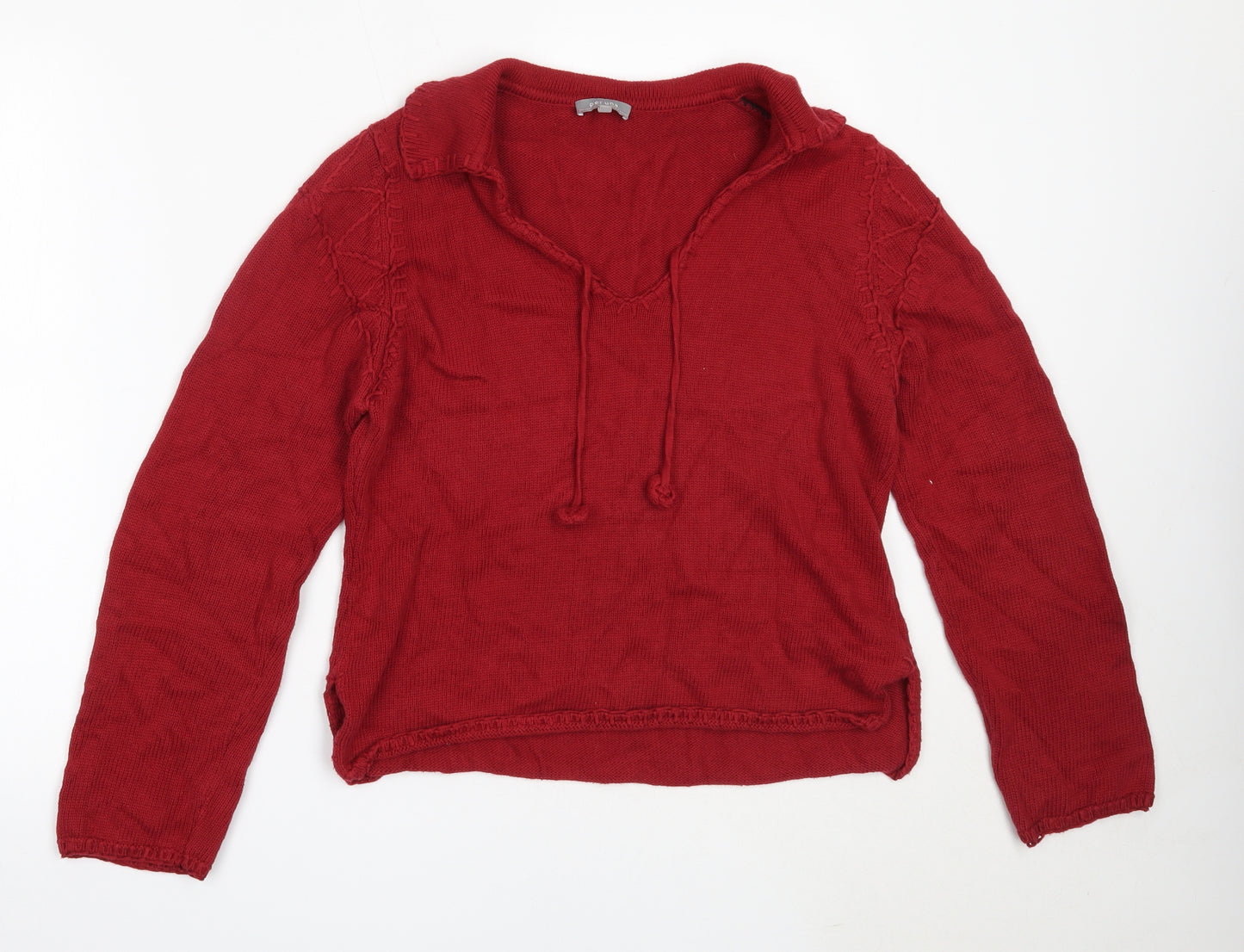 Per Una Womens Red V-Neck  Cotton Pullover Jumper Size 12